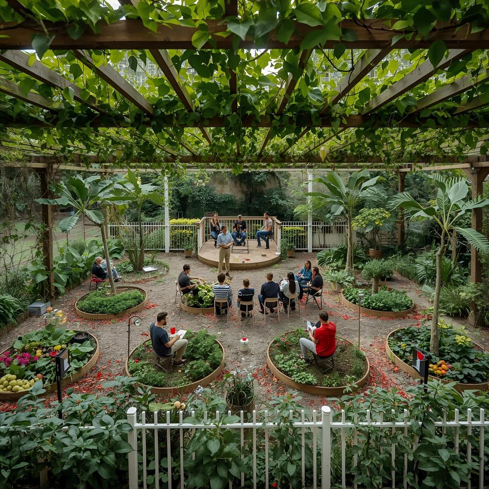 Ambiente natural integrado com móveis