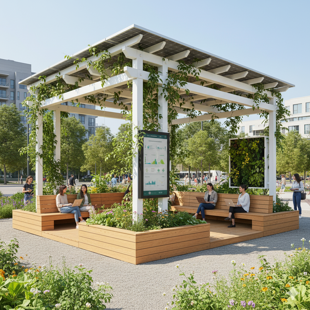 Parede verde com jardim vertical